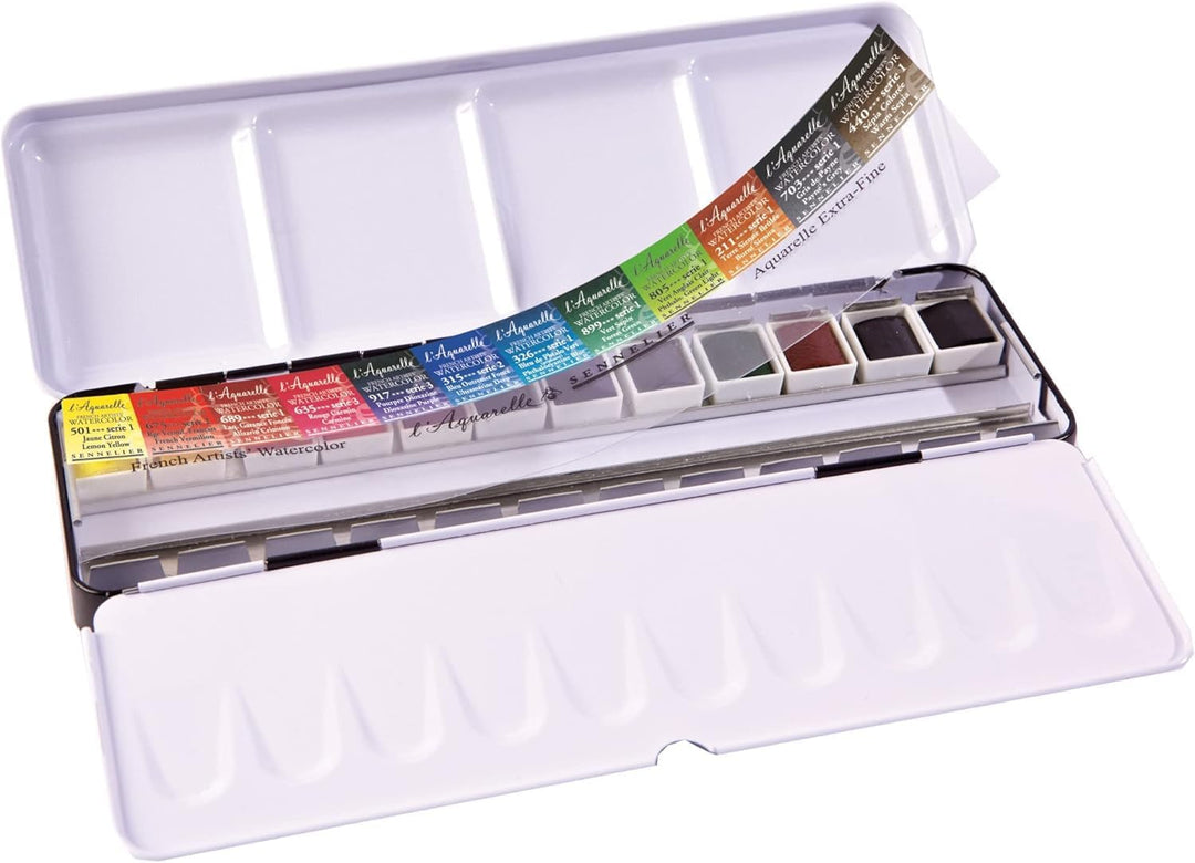 Sennelier Aquarelle Metalldose, 12 halbe Behälter