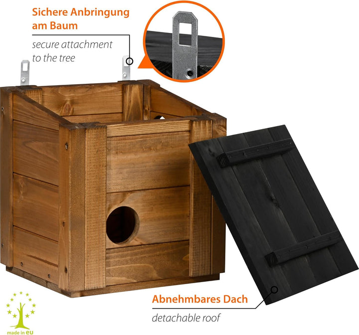 dobar® Eichhörnchenkobel mit 3 Eingängen - Eichhörnchen Futterhaus mit abnehmbarem Dach - Eichhörnch