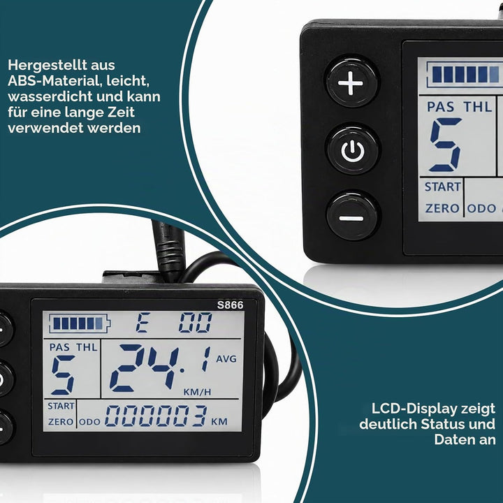 Elektrofahrrad-LCD-Display, Scooter-Umrüst-LCD-Panel-Teile mit wasserdichtem 6P-Anschluss für Elektr