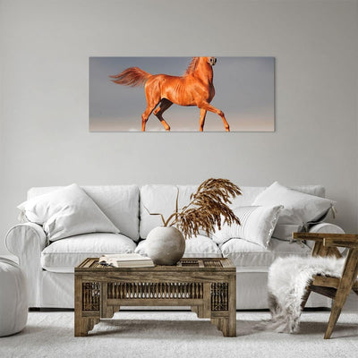 Bilder auf Leinwand 100x40cm Leinwandbild Tiere Pferd Galopp Geschwindigkeit Gross Wanddeko Bild Sch