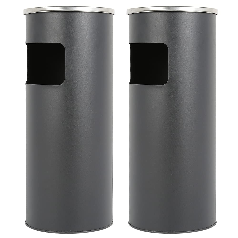 Mülleimer mit Aschenbecher für den Aussenbereich – Standaschenbecher aus Edelstahl mit Mülleimer – 3