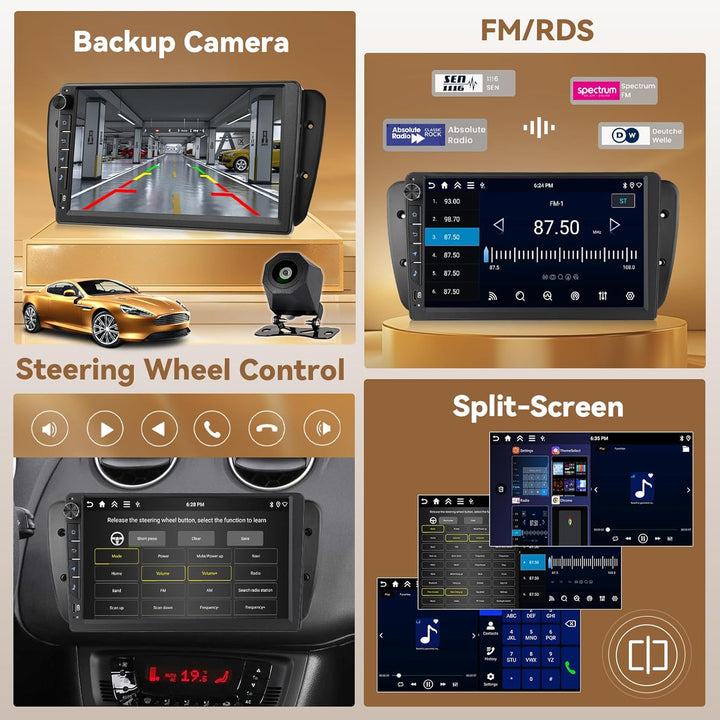 Hikity Android 15 4+64GB Autoradio für SEAT Ibiza 2013 mit 9 Zoll Incell Touchscreen, Autoradio 2DIN