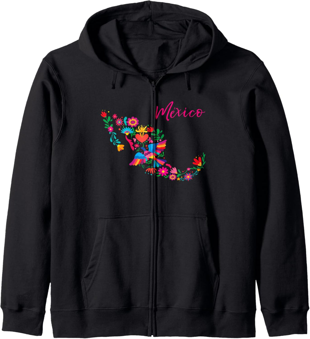 Mexiko-Karte Blumenmuster Motiv Otomi mexikanische Prägung Kapuzenjacke