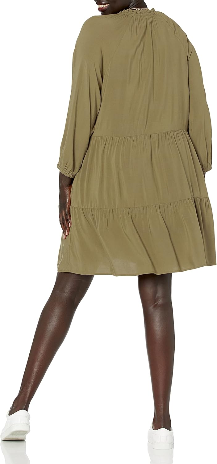 The Drop gestuftes Minikleid mit Rüschenausschnitt für Damen von @caralynmirand S Olivgrün, S Olivgr