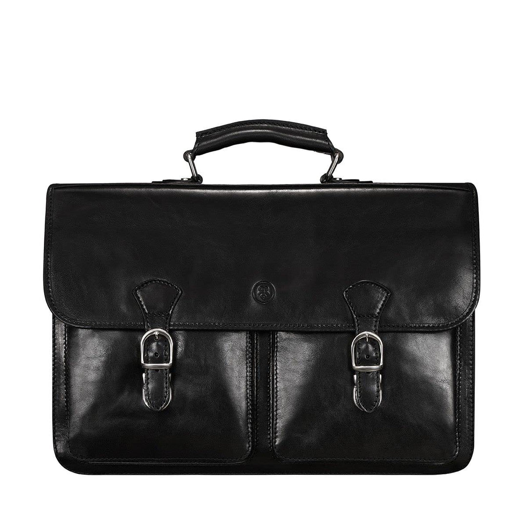 Maxwell Scott Personalisiert 17” Herren Business Laptop Satchel - LoretoL Night Black, Night Black