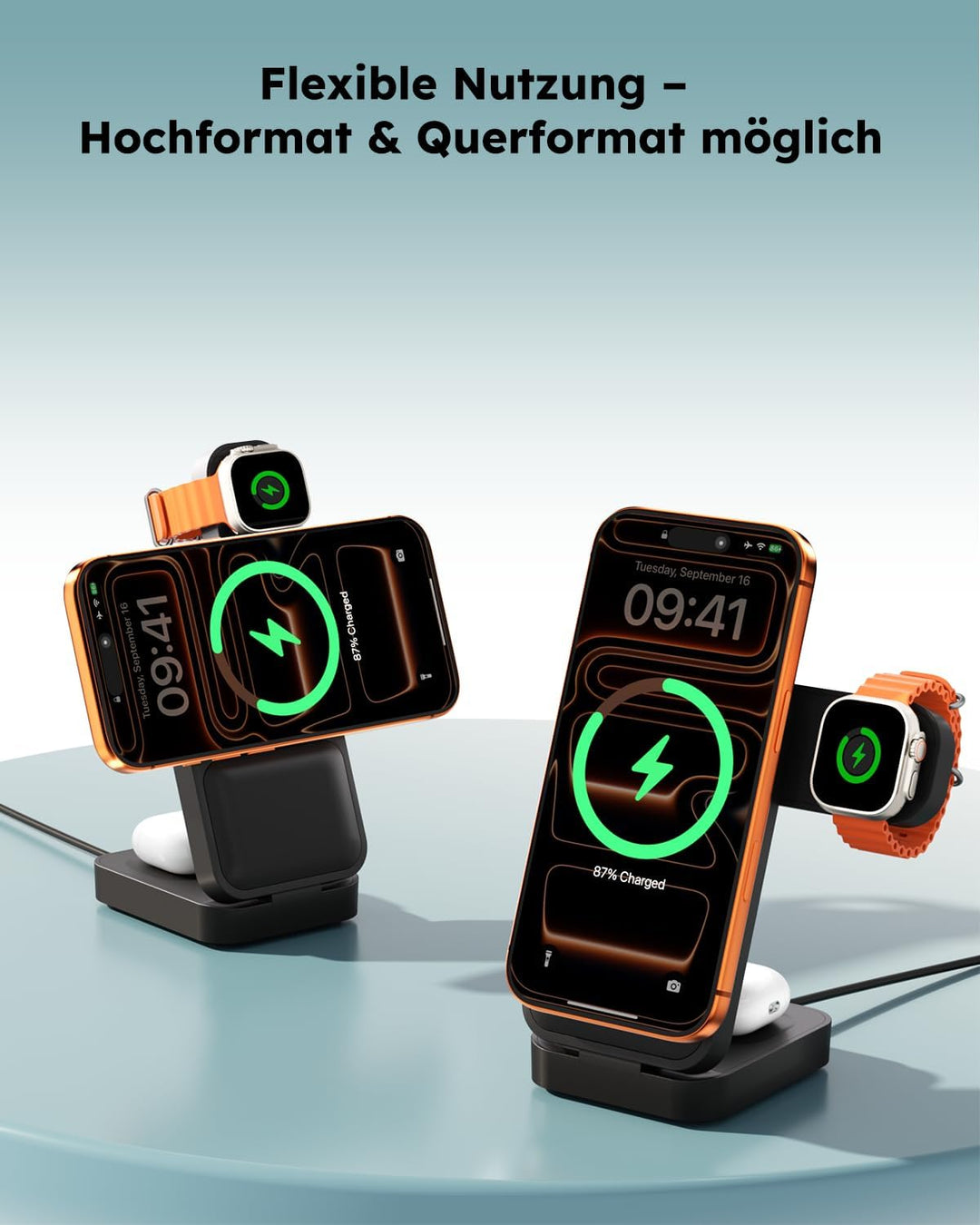 15W Magsafe Ladestation für Apple Watch und iPhone Faltbare mit Schnellladefunktion, 3 IN 1 Magsafe