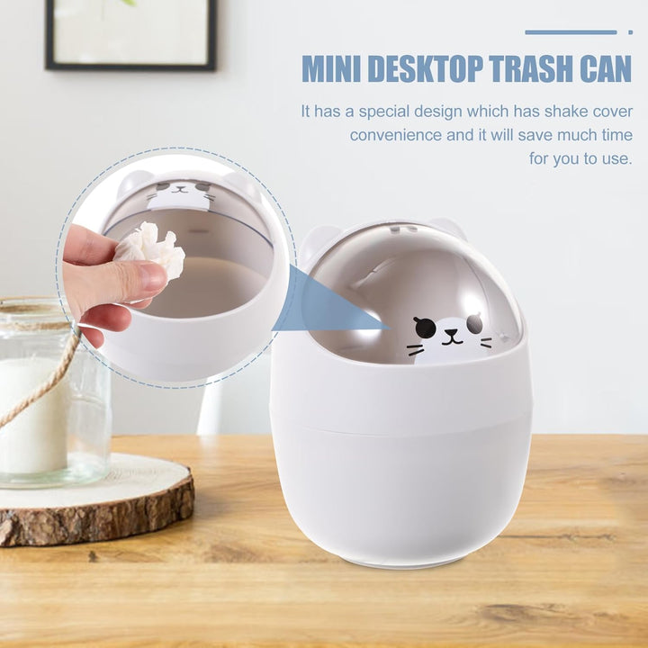 Winziger Schreibtisch Mülleimer Niedlich Mini Desktop-Mülleimer Tischmülleimer mit Deckel für Schlaf