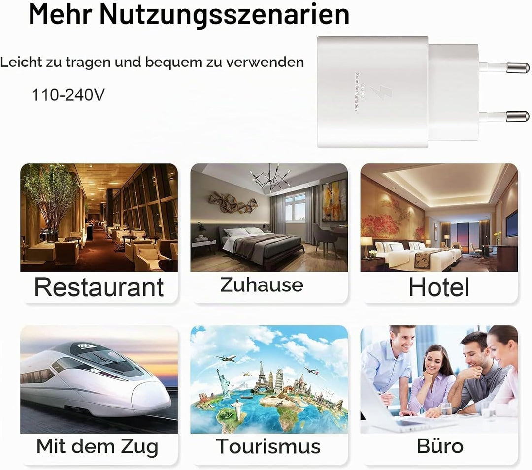 2er-Pack 25W USB C Schnellladegerät für Samsung Galaxy S26 S25 S24 S23 S22 S21 S20 FE Ultra Plus, A5