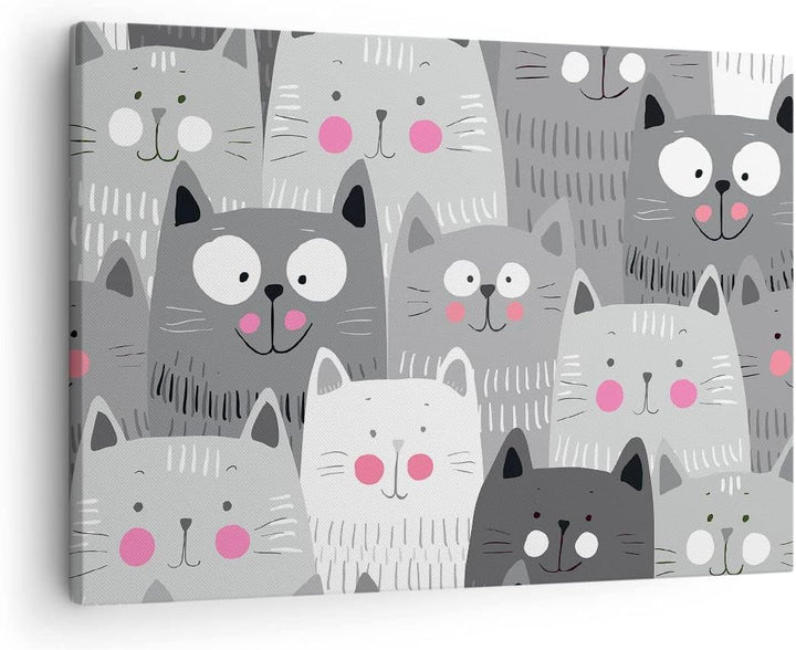 Bilder auf Leinwand Kittys Tiere Illustration Leinwandbild 70x50cm Wandbilder Dekoration Wohnzimmer