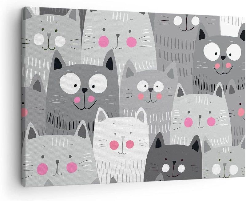 Bilder auf Leinwand Kittys Tiere Illustration Leinwandbild 70x50cm Wandbilder Dekoration Wohnzimmer