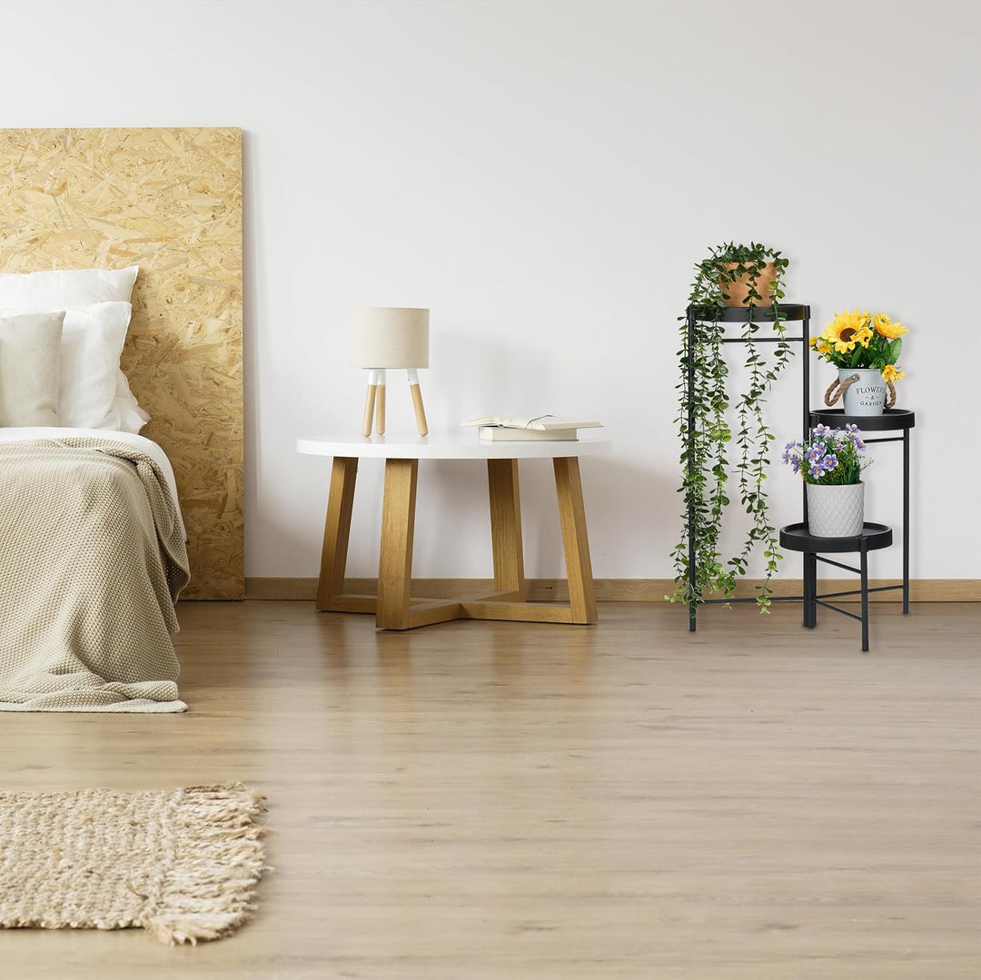 Relaxdays Blumenregal mit 3 runden Ablagen, für Blumen- & Pflanzentöpfe, Pflanzentreppe, HBT: 65 x 4