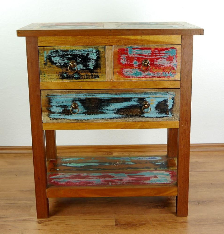 livasia Teakholz Kommode aus Java | Sideboard | Recyceltes buntes Bootsholz | Asiatisches Highboard