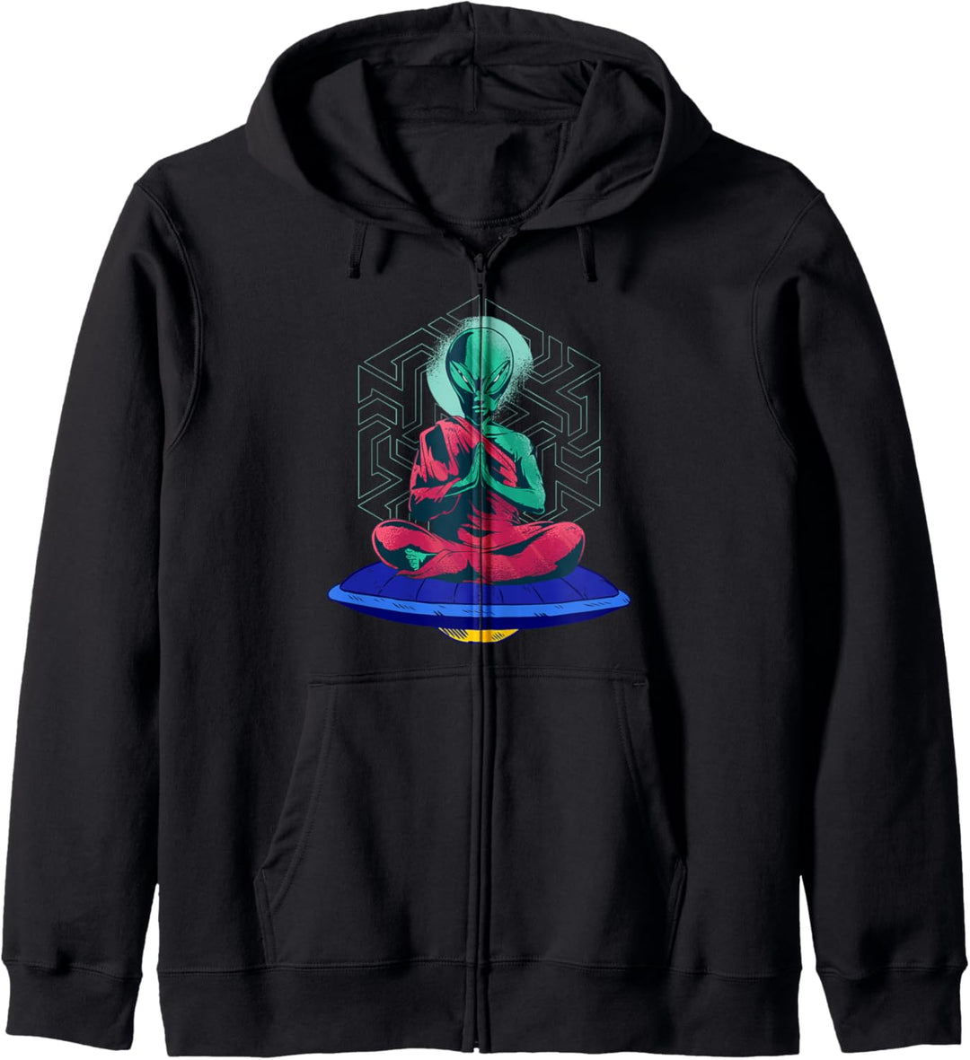 Meditation Alien Raumfahrer Frieden Buddhismus Ufo Geschenk Kapuzenjacke