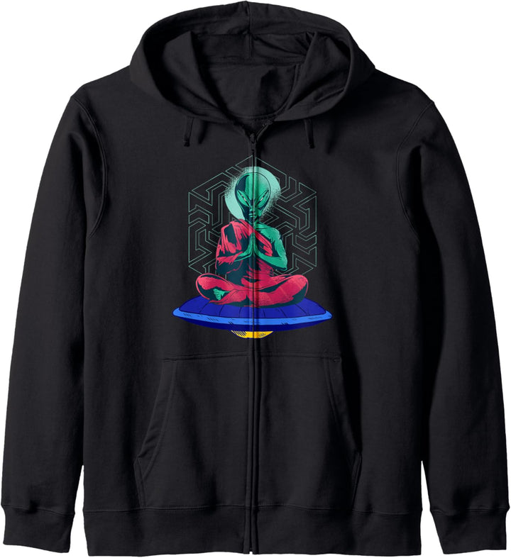 Meditation Alien Raumfahrer Frieden Buddhismus Ufo Geschenk Kapuzenjacke