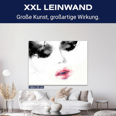 wandmotiv24 Leinwandbild 260 g/m² - Kunstdruck auf Leinwand - Wandkunst - Wandbild mit Frauen Lippen