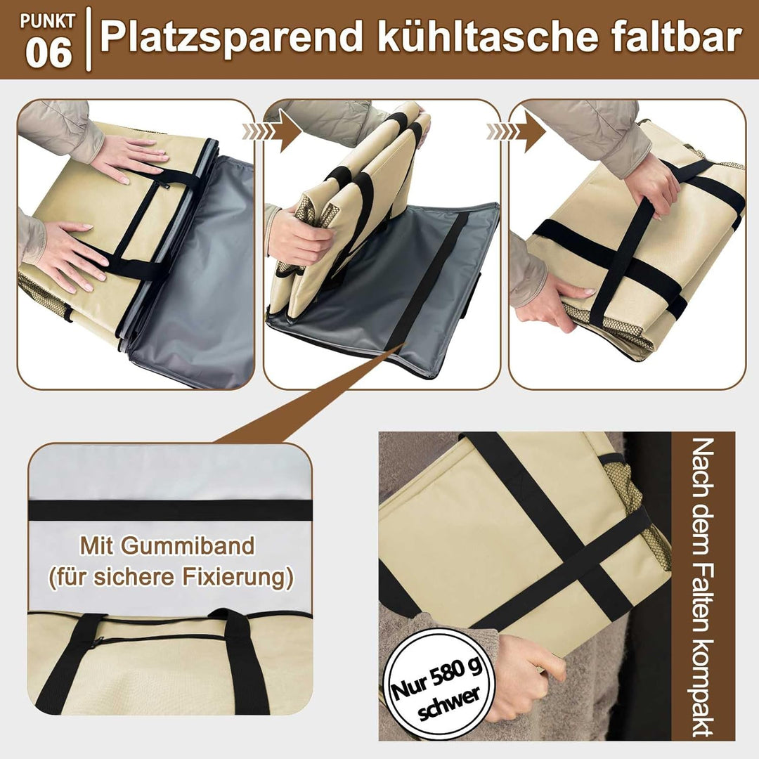 Coolerbag – Kühltasche aus hochwertigem Polyestergewebe, Large Cool Bag with Hard Bottom, Portable F