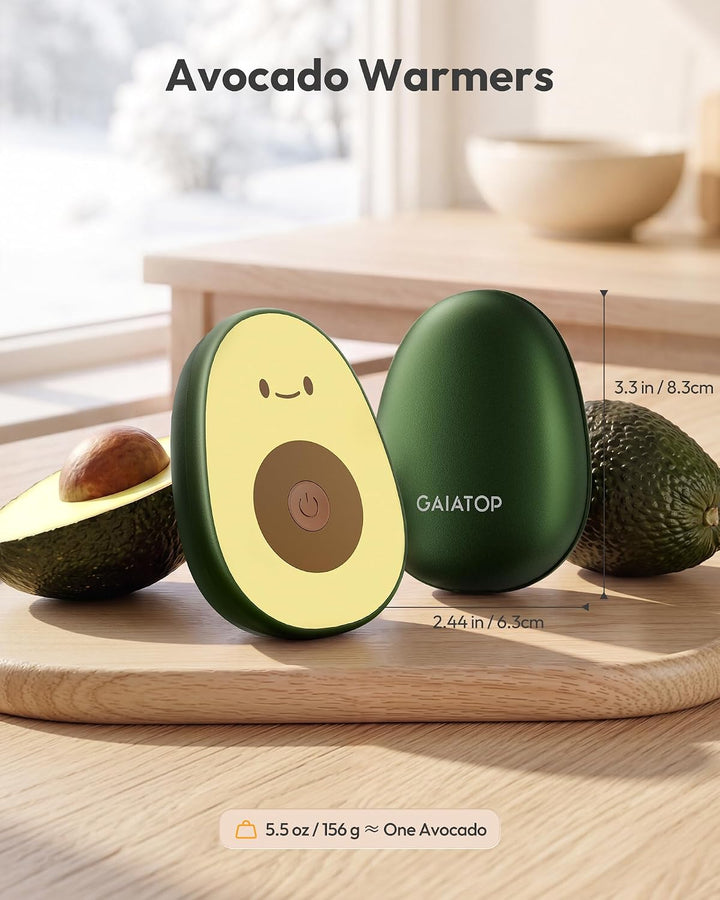 Gaiatop Handwärmer Elektrisch, 4000mAh Avocados Geformt Elektrischer Taschenwärmer mit 𝟐𝐏𝐜𝐬 USB-Kabe
