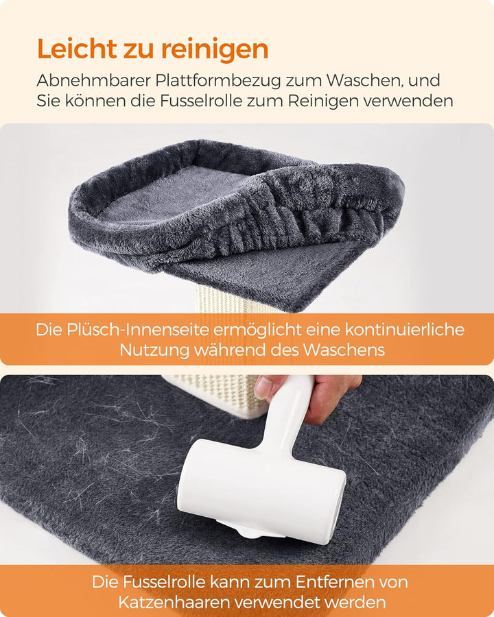 Feandrea Kratzbaum, Katzenbaum mit 40 x 30 cm Plattform aus Plüsch, Kratzstamm, Katzenkratzbaum, 71