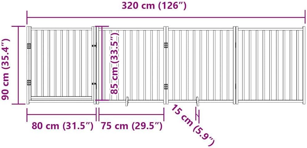 vidaXL Hundetor 6-TLG., Hundegitter Faltbar mit Tür Stützbeine, Schutzgitter für Wohnzimmer Küche Tr