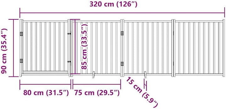 vidaXL Hundetor 6-TLG., Hundegitter Faltbar mit Tür Stützbeine, Schutzgitter für Wohnzimmer Küche Tr