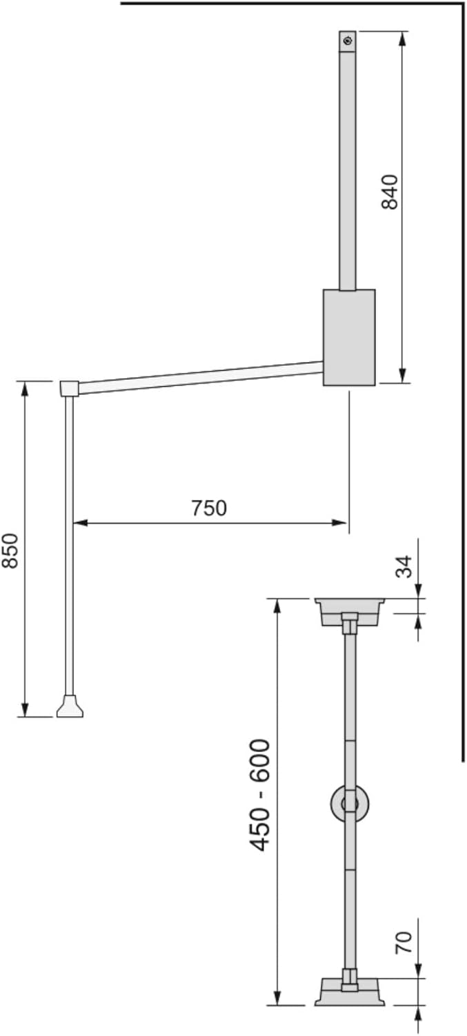 Emuca - Kleiderlift für Schrank, Ausziehbarer Kleiderlift 450-600mm Breite, Schrankinnenseiten Monta