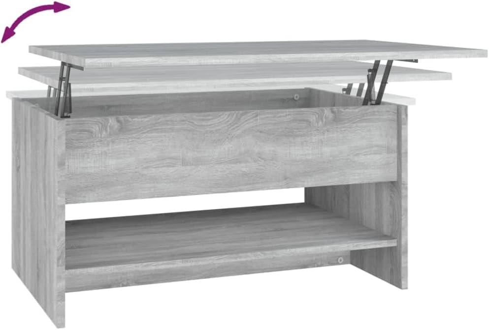 WIFESE 80x50x40 cm Couchtisch Höhenverstellbar Beistelltisch Wohnzimmertisch Verstellbare Tischplatt