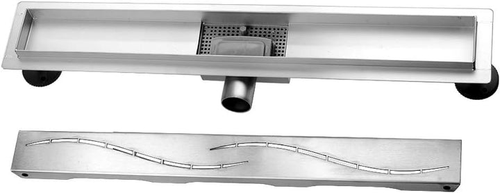 Duschrinne, 90cm,Siphon mit Geruchsstop und Haarsieb Randablauf Befliesbar Edelstahl Ablaufrinne, Bo