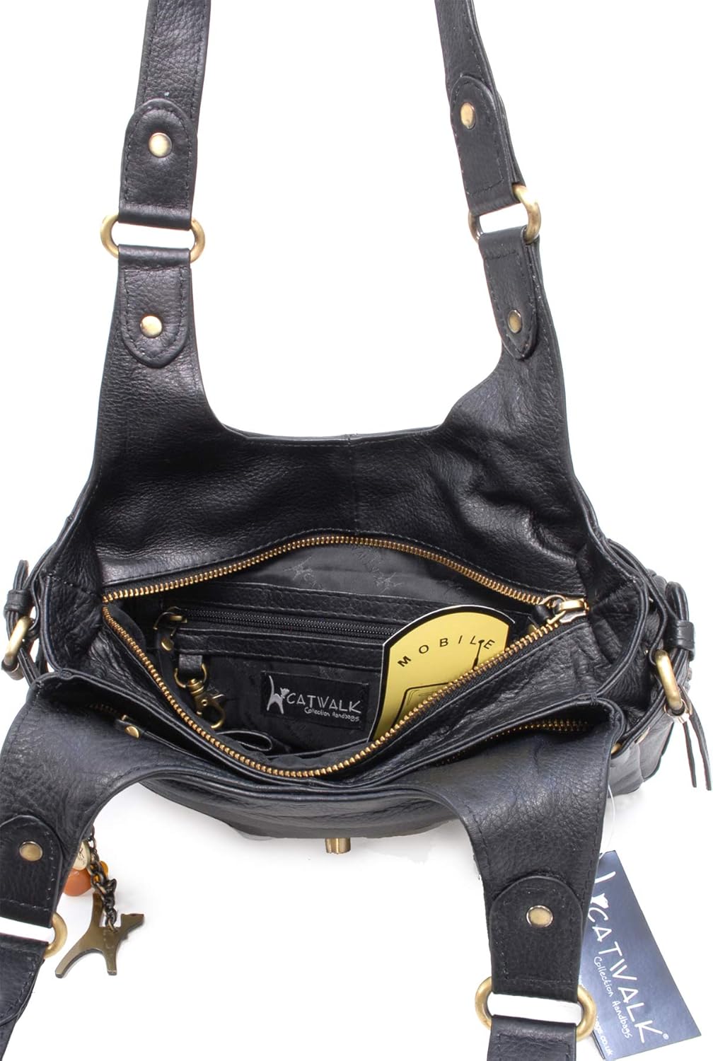 Catwalk Collection Handbags - Leder - Umhängetasche/Schultertasche - ROXANNA Schwarz, Schwarz