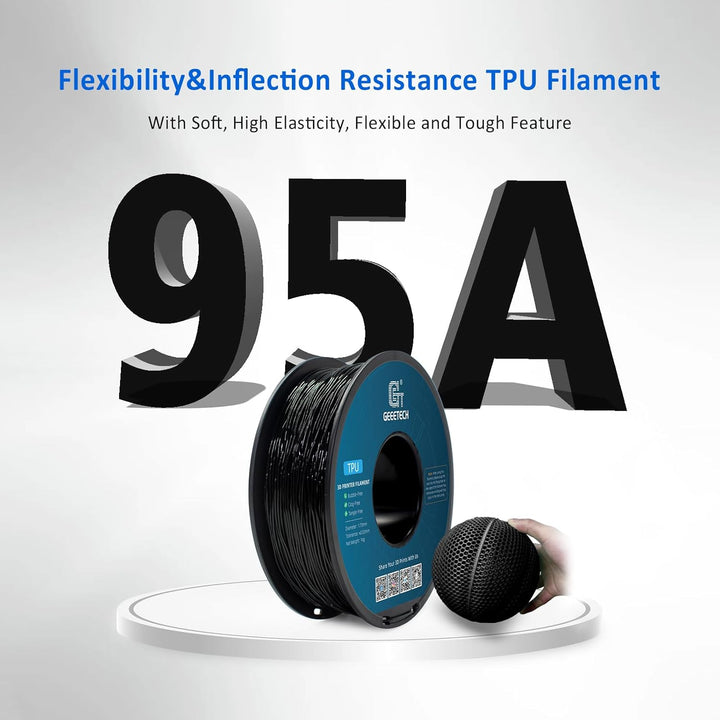 GEEETECH TPU Filament 1,75 mm +/- 0,02 mm für 3D Drucker, 1KG 1 Spool Grau Grau-1KG, Grau-1KG