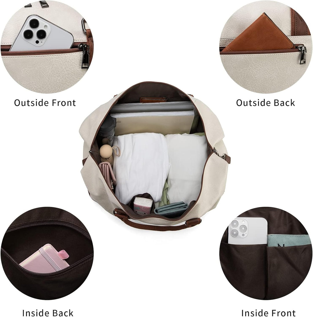 Reisetasche für die Nacht, Segeltuch, Leder, übergrosse Wochenendtasche, grosse Handgepäcktasche, Re