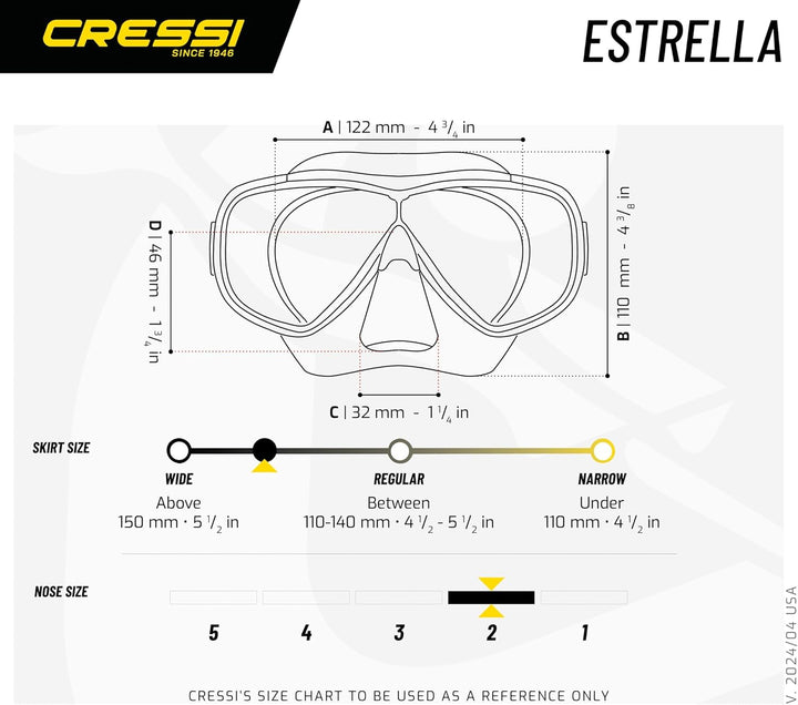 Cressi Estrella - Schnorchelmaske Estrella oder Schnorchelset Maske Estrella + Schnorchel Gamma, Ein