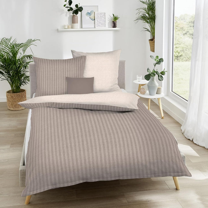 Kaeppel Wendebettwäsche Eternity Combo Feinbiber Cappuccino Grösse 1x 135x200 cm + 1x 80x80 cm Cappu