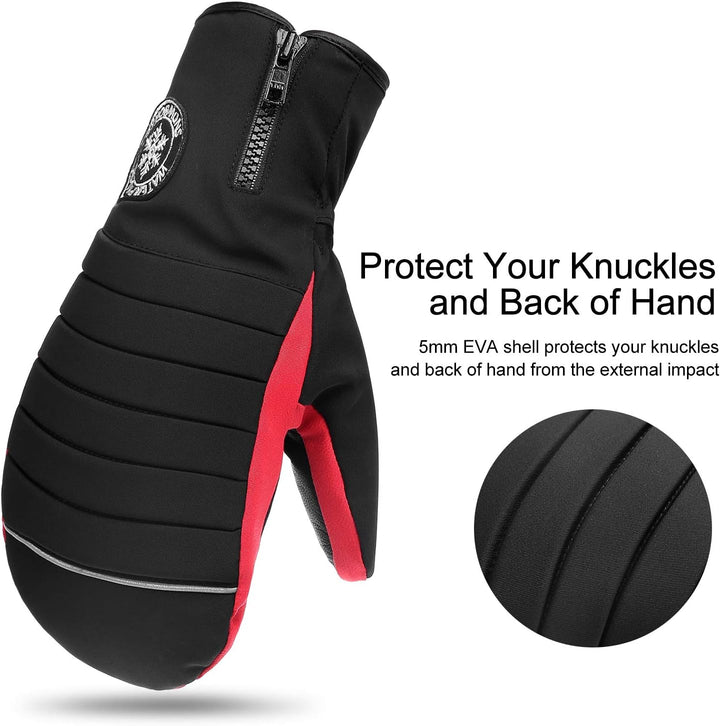 KUTOOK Skihandschuhe Ziegenleder Fäustlinge Wasserdicht Warm Winter Snowboard Handschuhe Winddicht W