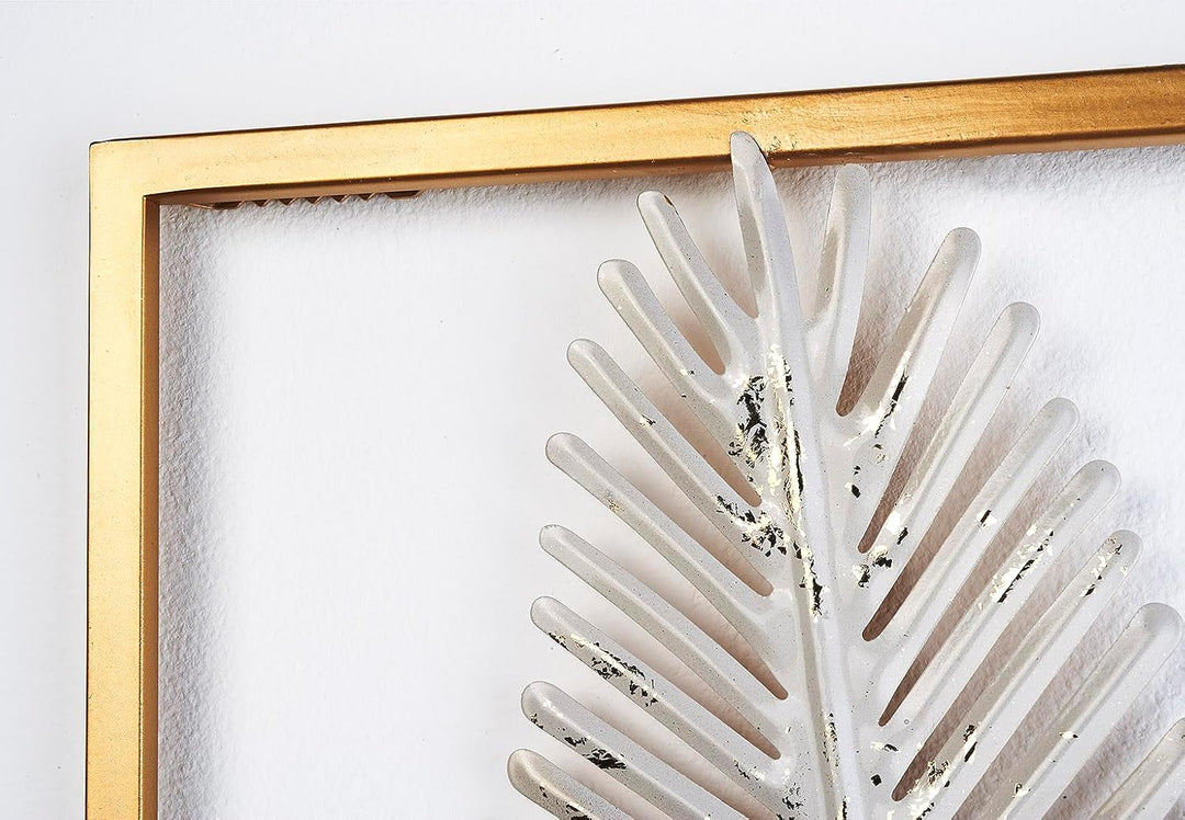 Wandbild Wanddeko Metallbild - GOLDEN Monstera - Metall - weiss Gold, Gold