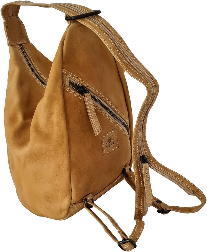 zarolo Bear Design -Brusttasche Sling Rucksack Schultertasche, LEDER Crossbody UNISEX Umhängetasche