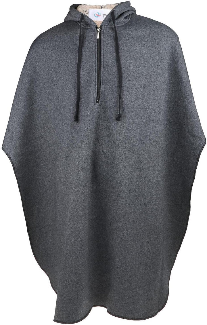 Perfeclan Hot Rollstuhl Ponchos mit Kapuze ärmellose Mäntel für Erwachsene Meliert Grau Männlichen,