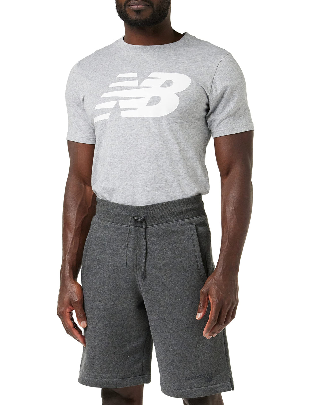 New Balance Herren Shorts Ms11903 L Heather Charcoal, L Heather Charcoal