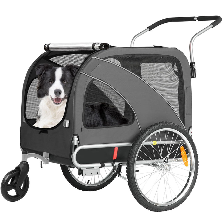 XL Hundeanhänger Fahrrad &amp; Jogger 2-in-1 mit Handbremse und Reflektoren, stabiles 600D Oxford-Gewebe