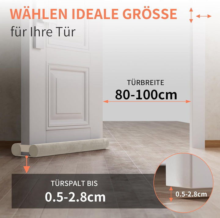 Zugluftstopper für Türen 60-100CM Türdichtung Unten Ohne Kleben Rückstandlos Tür Luftzugstopper - En
