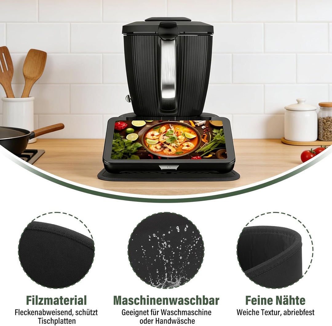 Filz Gleitbrett für Thermomix TM7, Passgenaue Rutschfeste Schutzmatte aus Filz für Vorwerk TM7 Zubeh