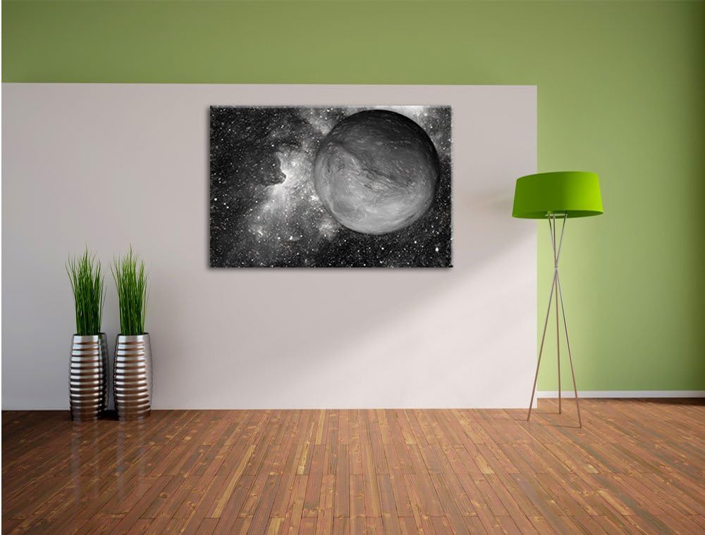 Pixxprint Mars im Weltall Kunst Kohle Effekt, Format: 100x70 auf Leinwand, riesige Bilder fertig ger
