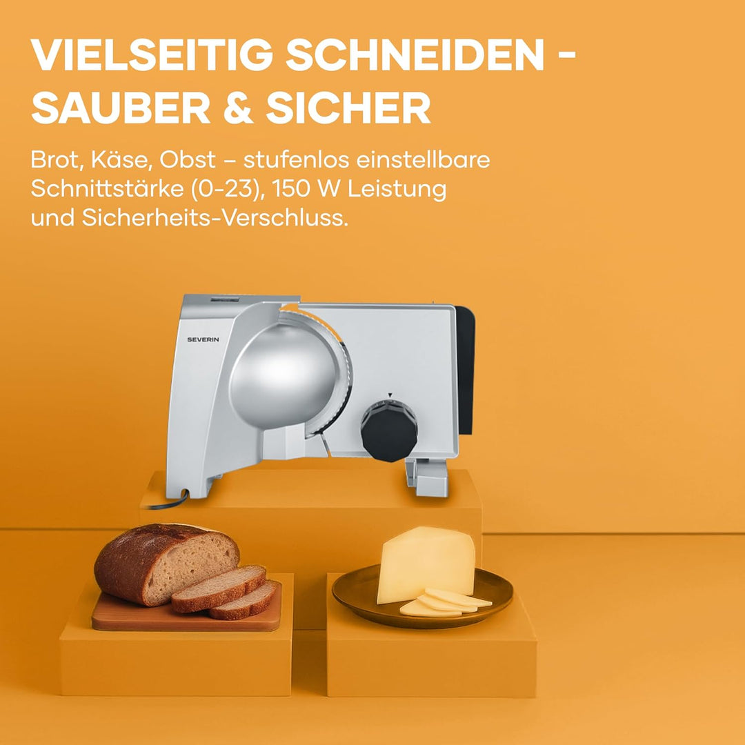 Severin Allesschneider für Brot oder Aufschnitt, Brotschneidemaschine mit stufenlos einstellbarer Sc