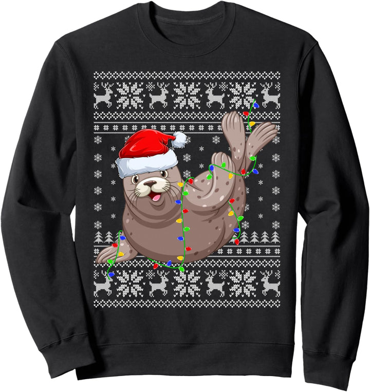 Weihnachtsmütze Seals Xmas Lighting Ugly Seal Christmas Sweatshirt