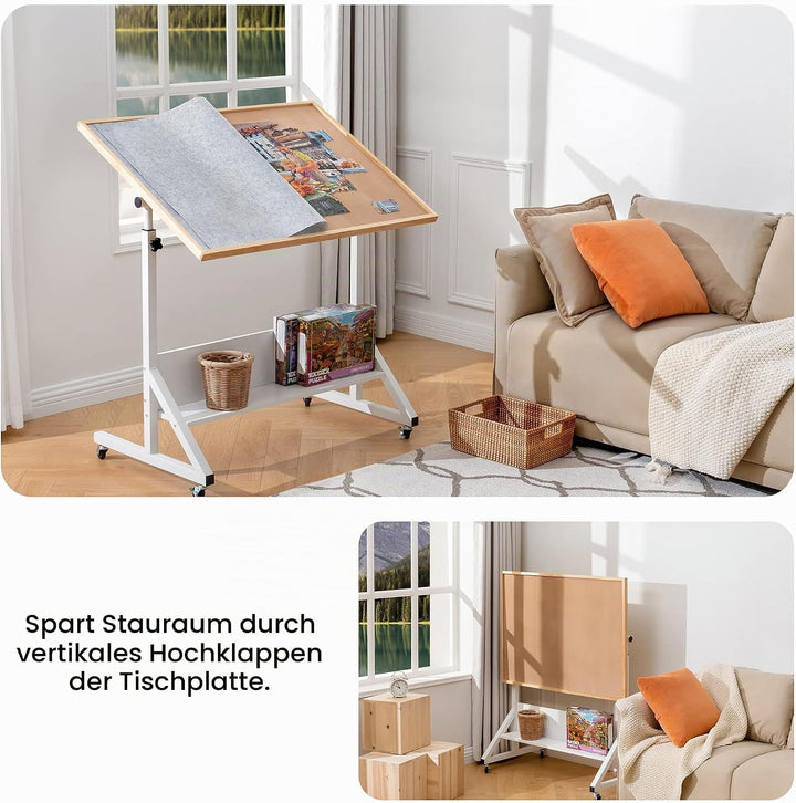 Tektalk Puzzletisch mit Winkel- &amp; Höhenverstellung, Puzzlebrett mit Deckel, kippbare Puzzlestaffelei