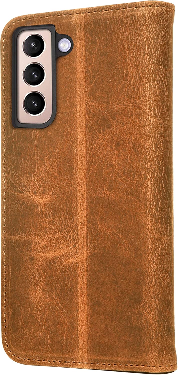 Porter Riley - Lederhülle für Samsung Galaxy S21. Premium Echtleder Standhülle/Cover/Brieftasche (He