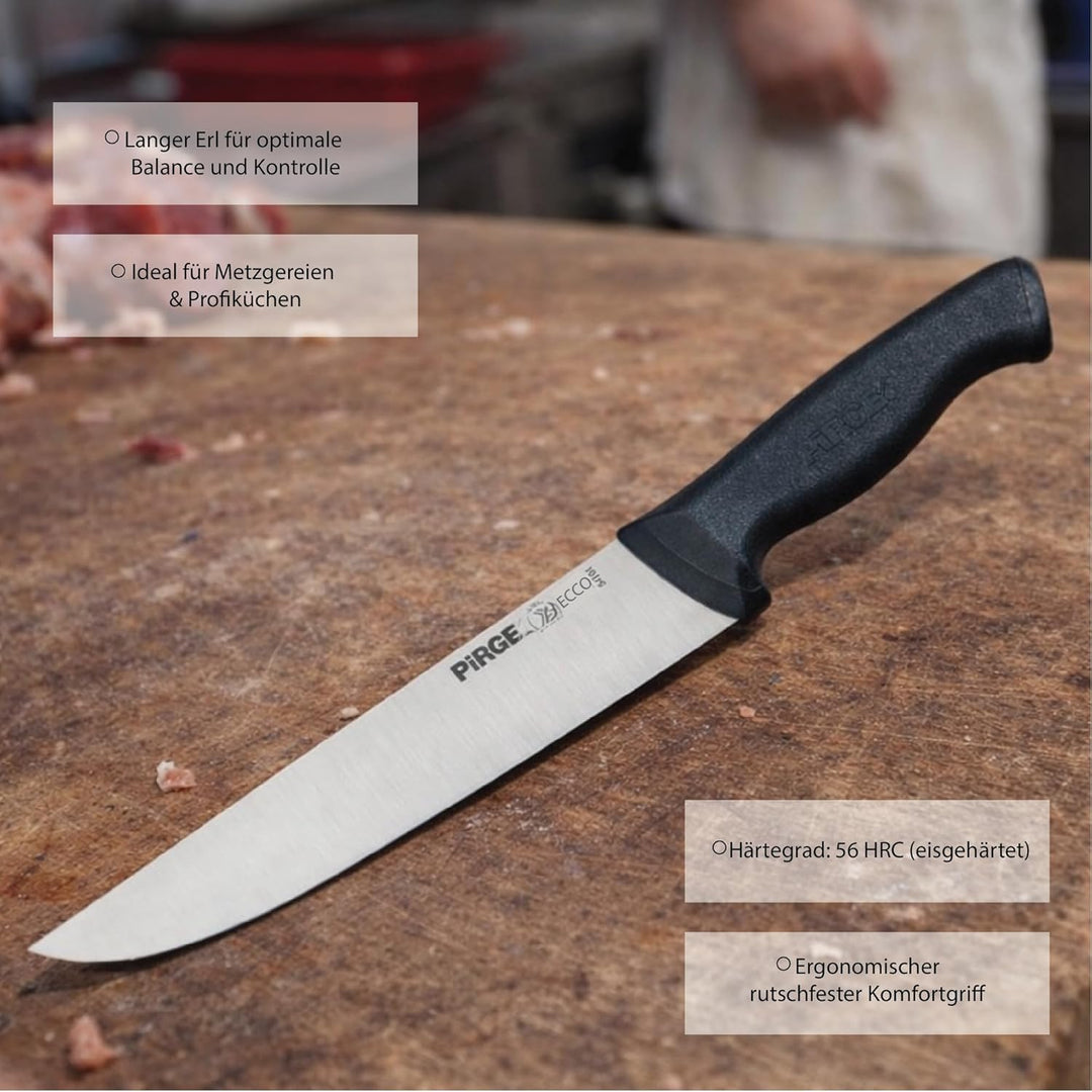 Pirge Ecco Metzgermesser 16,5 cm Schwarz Schlachtermesser - Fleischermesser - Stechmesser - Exzellen