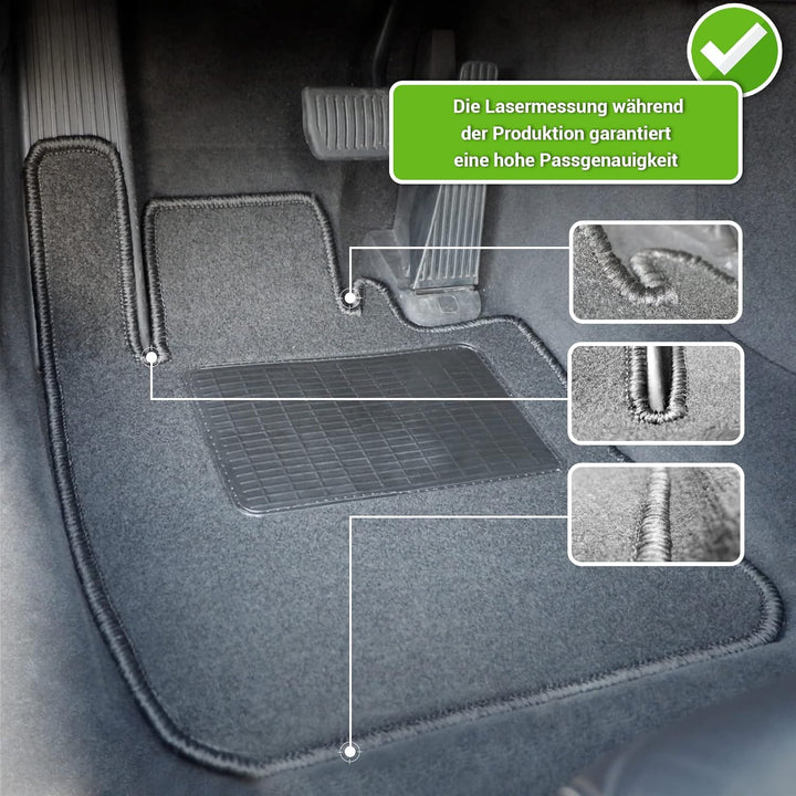 moto-MOLTICO Fussmatten Auto Velours Autoteppiche Schwarz Automatten Set 4-teilig passend für BMW 5e