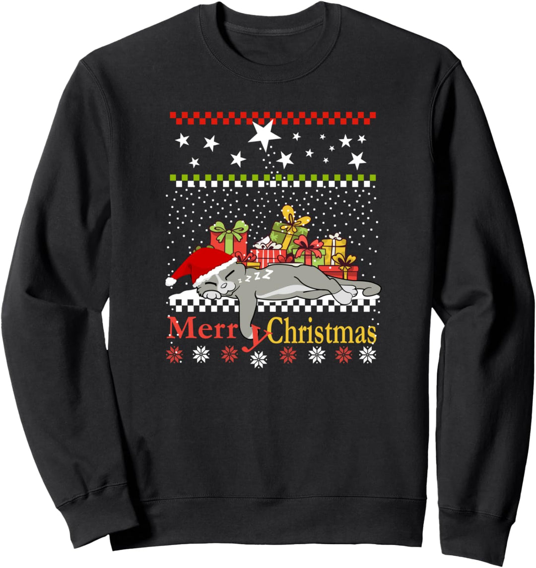 Weihnachten Geschenke Katze im Schnee, Katzen Sweatshirt