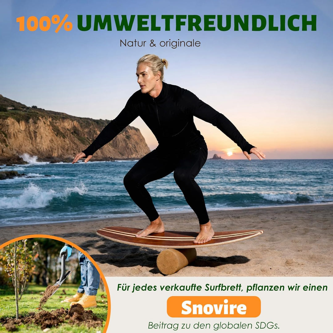 Balance Board, Holz Balance Board Erwachsene Gleichgewichtstrainer Mit Korkrolle, Kork Halbkugel und