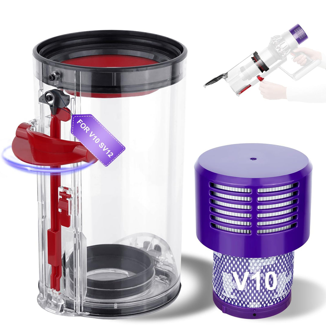 Upgrade Grosser Staubbehälter Ersatz für Dyson Cyclone V10 Animal V10 Total Clean V10 Absolute SV12